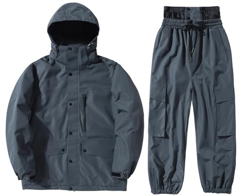 Chaqueta de esquí y snowboard para hombre con pantalón para todas las condiciones meteorológicas, rendimiento de deportes de invierno, equipo aislante del calor, color puro, versátil, combinable