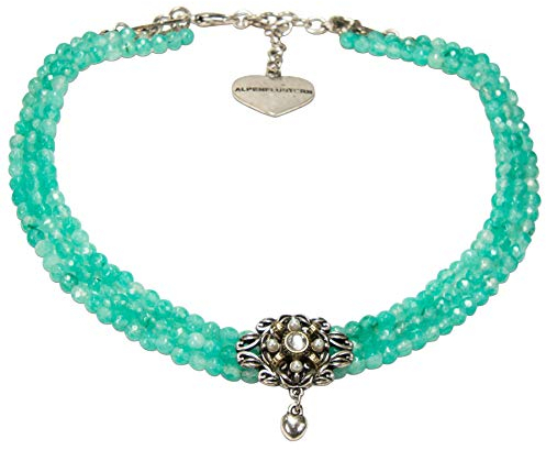 Alpenflüstern Trachten-Perlen-Kropfkette Mary - nostalgische Trachtenkette, eleganter Damen-Trachtenschmuck, Dirndlkette türkis DHK235