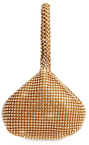 NICOLE & DORIS Femme Sac de soirée Pochette Sac à Main Luxe Petit Sac de Mariage Sac en Strass Or