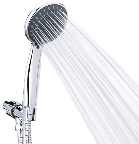 High Pressure Handheld Shower Head Briout 5-Settings Powerful Water Spray Shower Head against Low Pressure Water Flow with Stainless Hose and Adjustable Mount