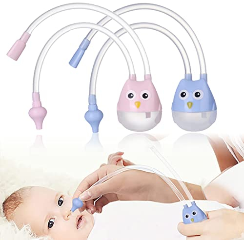 Aspirador nasal para bebé,reutilizable, limpiador de nariz para bebés no tóxico,Aspirador nasal manual de 2 pieza (bebé, 0+ meses, extractor de mucosidad, fácil de usar), antirreflujo
