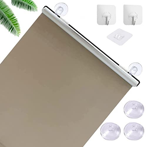 Verdunkelungsrollos Mit Saugnäpfen,Einziehbarer Sonnenschutzrollos Für Fenster,Thermorollo Vorhänge Für Schlafzimmer Dachfenster,Tragbare Temporäre Jalousien,Sichtschutz,Gold-30×125cm(11.8*49.2in)