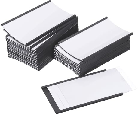 sourcing map Etikettenhalter, 10,2 x 6,1 cm, C-Kanal, Gummi, magnetisch, für Metallregale, Büro, Aktenschränke, 25 Stück