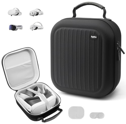Krypthos Hard Carrying Case Compatible with Meta Quest 3S/Quest 3/Quest 2/Vision Pro, Portable VR Gaming Headset and Touch Controllers Case with Lens Protector, for Travel and Home Storage (Black)