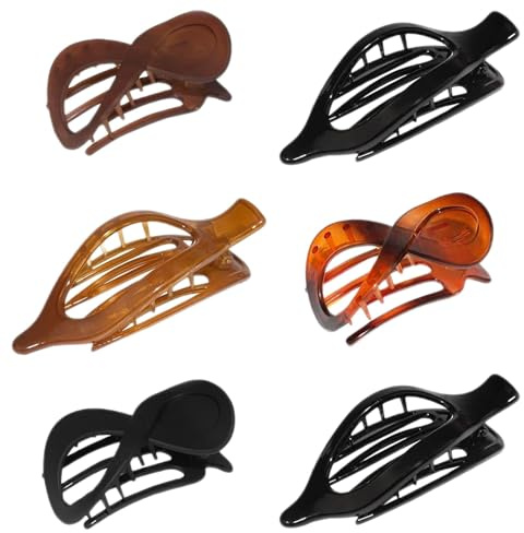 Baoqifong Pinzas planas para mujer, pinzas planas para mujer, 6 piezas de horquillas horizontales no deslizantes, pinzas de plátano, pinzas vintage cómodas, accesorios para la cabeza para la familia,