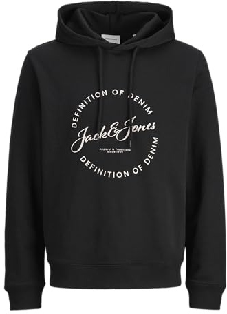 JACK & JONES Jjgrayson Sweat à Capuche Pls - Grande Taille, Noir, 6XL
