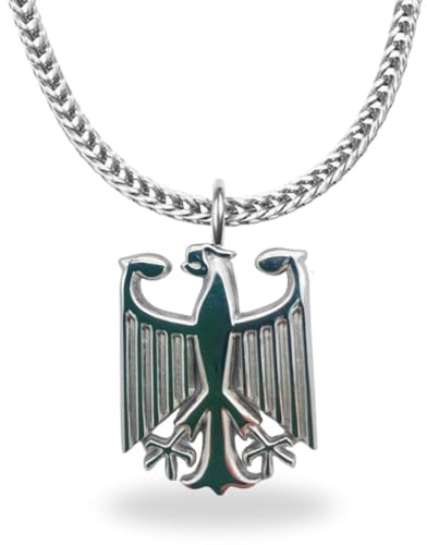 VISTORO Deutschland Adler Kette – Halskette mit Bundesadler Anhänger aus Edelstahl – 60cm – Geschenkidee für Männer & Damen – Patriotischer Herren Schmuck