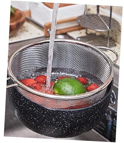 DIYEAH Colino Scolapasta Acciaio Inossidabile con Doppio Manico Filtro Rete Fine per Lavaggio e Scolatura Rapida di Verdure Frutta Pasta e Riso Design Robusto e Drenaggio Veloce