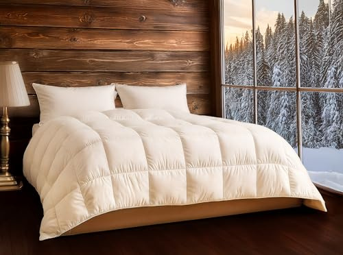 Dorian Home - Piumino Invernale Letto in Vera Piuma d’Oca 360 gr/m², 5 Punti di Calore, Anallergico e Antiacaro, 100% Cotone – Made in Italy (200 x 200 cm, Saint Moritz - 50% Piumino 50% Piumette)