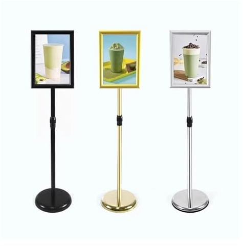 Affischställ Justerbar piedestal Golvstående skylthållare Vertikal och horisontell vy Skyltdisplay, Skylthållare för företag Butik (Silver, A3)