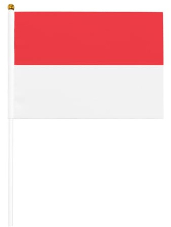 Indonesische Flagge, Handflaggen, 14 x 20,8 cm, 10 Stück, geeignet für Partys, Feiern und alle Arten von Veranstaltungen.