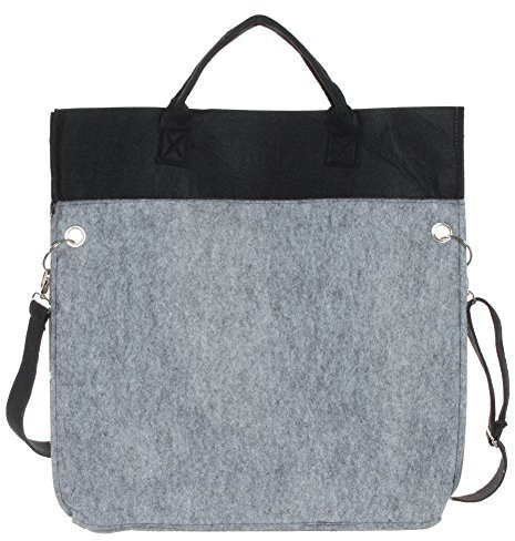 JUSTFOX - XXL Filztasche Handtasche Einkaufstasche Groß und superstabil in grau