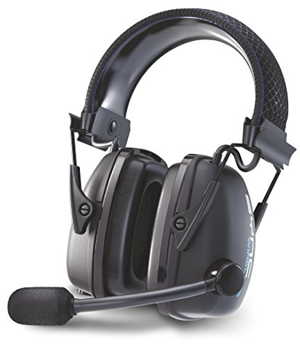 Howard Leight Honeywell by 1034510 Cuffie stereo antirumore con jack di ingresso audio, non dielettrico, porta di ricarica USB, microfono ad asta con manica a vento, nero, SNR 32 dB (1 pezzo)