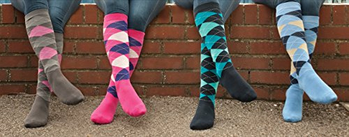 Rhinegold 0 Rhinegold Fully Cushioned Sole Riding Socks, Grey/Pink, One Size UK