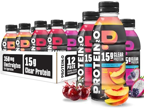 Protein2o Hydration Drink - 2-in-1 Liquid Clear Whey Protein Isolate and Electrolyte Drink - 15g Protein, Vitamins B5, B6 - Post-Workout Recovery - 16.9 Fl Oz - 12 Count Flavor Fusion Variety Pack