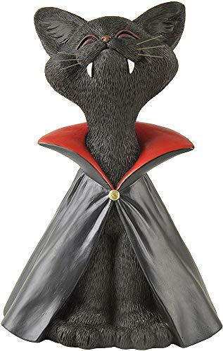JFSM INC. Skurrile Schwarze Katze Vampir Dracula Figur süßes Sammlerstück - Happy Cat Collection - Halloween Dekoration, Katzenliebhaber Geschenke für Frauen, süße Katzengeschenke