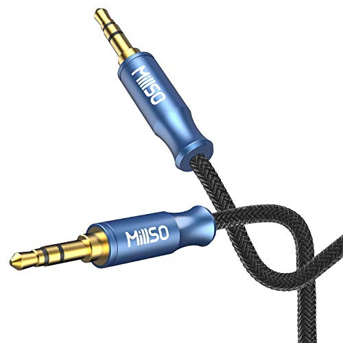 MillSO Aux Klinkenkabel 3.5mm Klinke auf Klinke Aux Kabel Nylon Geflochtenes Hochwertige Stereo Audiokabel für Kopfhörer, Autoradio, PC, Lautsprecher, Stereoanlagen, MP3/ MP4 Player usw. - 2.4m