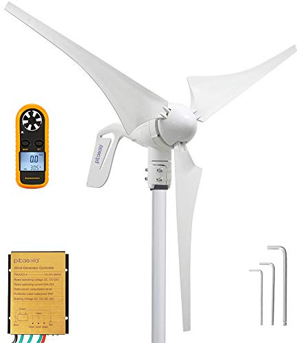 Pikasola Wind Turbine Generator 400W 24V with 3 Blade 2.5m/s Low Wind Speed Starting Wind Turbines with Charge Controller, Windmill for Home