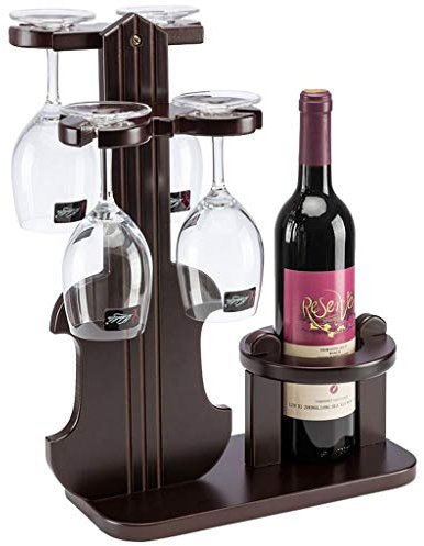 MYBA Weinregal Holz Weinregale 1 Flasche Weinregal 4 Becherhalter Arbeitsplatte Kreative Becherhalter Weinregal Dekoration Haushalt Weinregal Flaschenregal (Color : A)