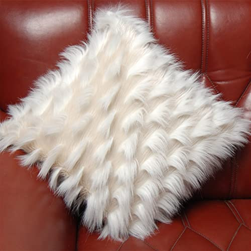 YZDKJ Luxus weiß flaumig Plüsch Pelzkissen Abdeckung Weiche Schönheit Kissenbezug Schlafsofa Bett Auto Home Raumdekoration 45x45cm (Size : 40 X 40 cm)