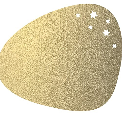 LindDNA Tischset Curve Star aus recyceltem Hippo Leder in der Farbe Gold mit Einer Größe von 37x44cm, 990137