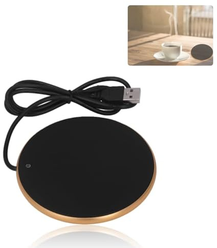 5V 2A USB Candle Warmer, 4.1in Coffee Mug Cup Warmer With Smart Power Off Function, 55C Constant Temperature for Home and Office (Gold)