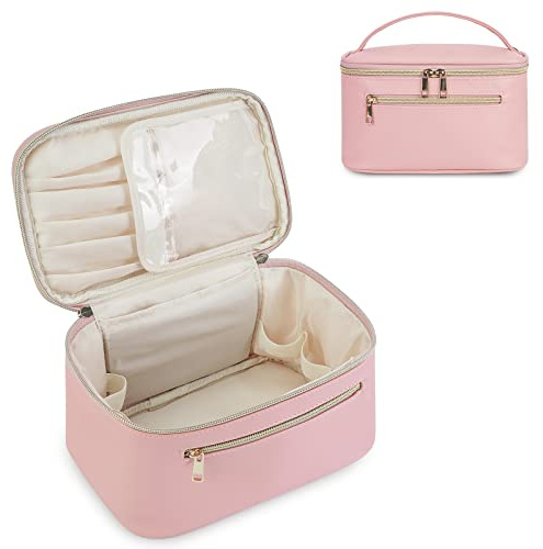 Wandering Nature Trousse de Maquillage, Organisateur de Maquillage de Voyage pour Femmes, en Cuir végan écologique, Rose, Medium, Élégant