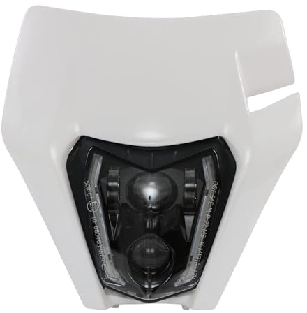 JFG RACING Motorcykel strålkastarplatta, främre strålkastare för motorcykel kåpa mask för dirt bike motocross enduro superbiker-vit