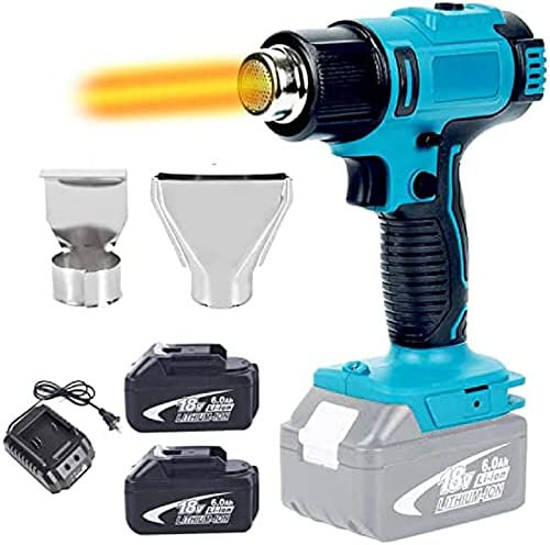 KRASS Cordless Heat Gun, 18v Li-ion Battery Powered Air Gun, Rechargeable Heat Gun For Paint Stripping Crafts Shrink Resin,2x6.0 Ah Battery,Collector88