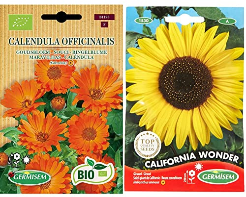 Germisem Biologico Calendula Officinalis Semi di Calendula 2 g & California Wonder Semi di Girasole 4 g