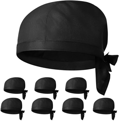 PACKOVE 8 Stück Unisex Küchenhut Kochmütze Mit Krawatte Atmungsaktive Kochhaube Für Restaurant Café Und Grill Verhindert Haarverlust Und Ölrauchkontamination