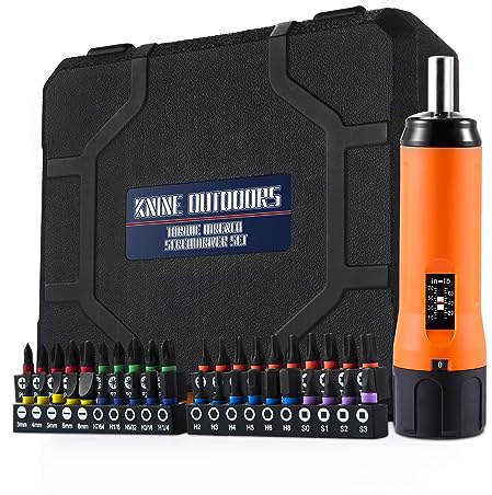 KNINE OUTDOORS Torque Screwdriver Wrench Driver Set 10-70 Inch Pounds lbs for Maintenance with T-bar Handle, 40 Hex Bits, 1/4 Socket, Shaft Extension, For Tools, Bike Repairing and Mounting (Orange)