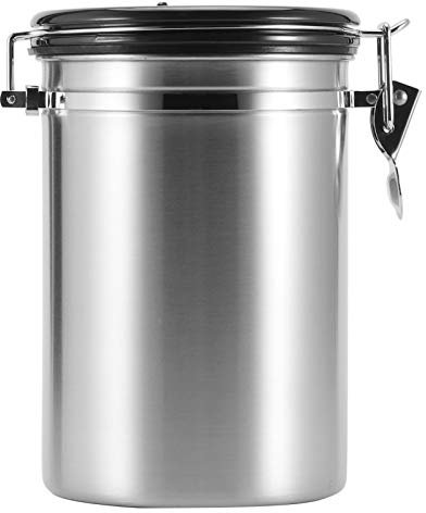 Boîte à Café, Récipient à Café, Stockage De Café, Pot De Stockage De Thé en Grains De Café en Acier Inoxydable étanche à L'humidité avec Valve D'évacuation d'air(Argent)