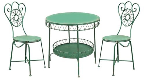 NRNQMTFZ Gartenmöbel Set 3-teilig, Gartentisch & 2 Stühle, Vintage Balkonset, Garten-Sitzgruppe Aus Eisen für Hof, Garten, Draussen