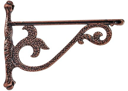 khtumeware 4 Stück robuste Regalhalterungen aus gehämmertem antikem Kupfer, 15,2 cm, Wandmontage, dekorative Metall-Wandregalhalterungen
