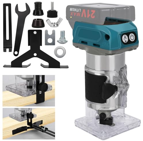 Brushless Palm Router Compatible with Makita 18V Batteries, 30000RPM Cordless Hand Trimmer Router 6.35mm Trim Diameter (NO Battery)