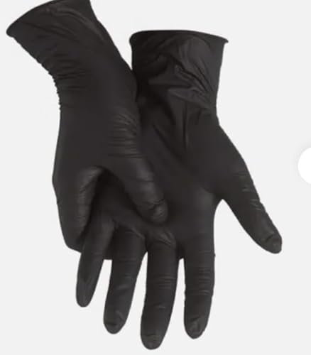 SAYBIO Black Nitrile Gloves -Multipurpose Medium & Large Disposable Gloves for Food, Cleaning & Examination - Powder Free, Latex Free Non-medical & Non-Surgical gloves (10)
