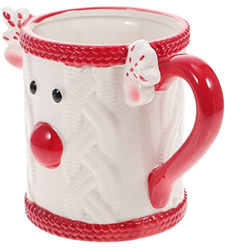 Alipis Weihnachtstasse Aus Keramik Für Haushalt Frühstückstasse Mit Weihnachtsmuster Wasserbecher Mit Elchmotiv Kaffeetasse Für Täglichen Gebrauch
