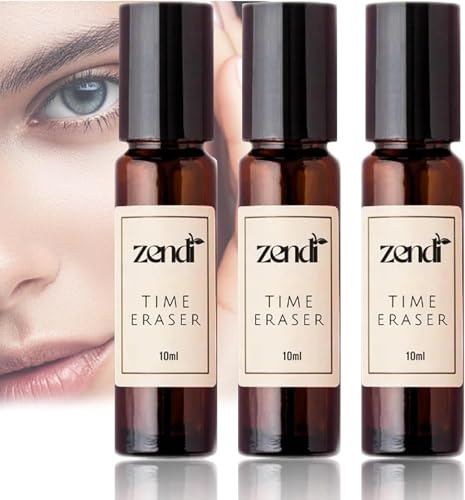 Zendi Time Eraser, Time Eraser Rollerball Rizinusöl und Weihrauch, Time Eraser Rizinusöl und Weihrauch Augenroller, für Augen, Tränensäcke, Fältchen (10 Ml, 3 Stück)