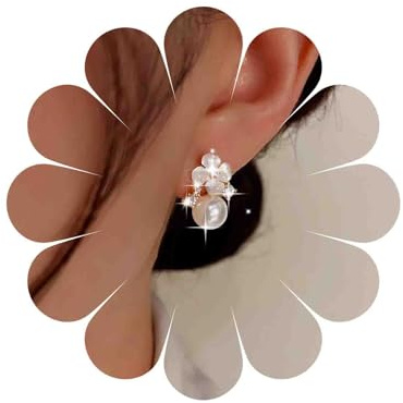TseenYi Kristall Perlen Ohrringe Emaille Blume Ohrstecker Ohrringe Gold Perle Baumeln Ohrringe Vintage Cz Blume Ohrringe Weiße Perle Tropfen Ohrringe Braut Hochzeit Ohrringe