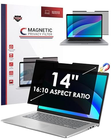 Nsyee Magnetischer Blickschutzfilter Blickschutzfolie für 14 Zoll Laptop, Sichtschutzfolie Laptop Sichtschutz Abnehmbarer Anti Blaulicht Sichtschutzfilter Blendschutz 14 Zoll 16:10 (301 x 188 mm)