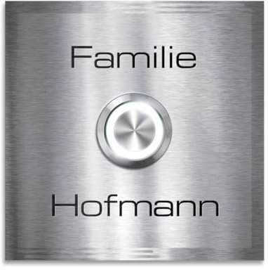 Metzler® sonnette encastrable en inox V2A avec gravure laser et LED personnalisable anthracite RAL 7016 ou inox brossé | IP67 | 11 x 11 cm | résistante aux intempéries | 10 ans de pièces disponibles