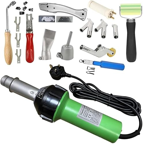 Seababyhouse 1600W Plastic Welder Hot Air Gun Torch Welding Heat Gun Handhold Rod with Speed Welding Nozzles, Slooting Knife, UK Plug
