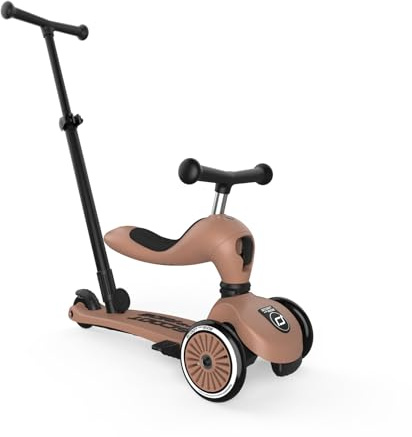 Scoot & Ride Highwaykick 1 Monopattino Push and Go con Sedile per Bambini Scooter 2in1 con Ruota di Corsa e Barra di Sterzo a partire da 1-2 Anni Regolabile in Altezza senza Utensili (Mocha)