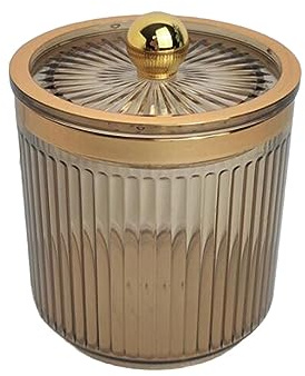 KBOLAE Distributeur de cotons-tiges de maquillage avec couvercle pour comptoir, ambre, 10,4 x 8,5 cm