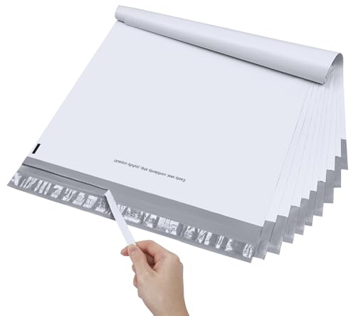 Metronic Large Poly Mailers 19x24 25Pcs, Shipping Bags for Clothes with Strong Adhesive and Tear Strip, Thick Mailers Poly Bags Packaging Mailing Bags Bulk for Business, Easy to Seal and Open, White