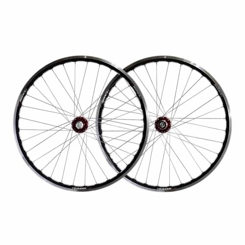 Fahrrad Radsatz 26 Zoll Mountainbike-Felge, Schnellspanner Vorderrad Hinterrad 100/135mm, V-/Scheibenbremse, 7 8 9-Gang-Kassette, 32 Löcher(Red)