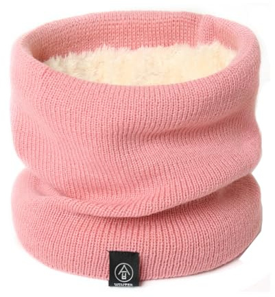 MAKFORT Stickad halsduk för kvinnor med snood-halsduk med ögla för evighetspäls för damer halsvärmare, Rosa, one size