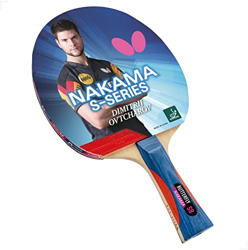 Butterfly Nakama S-9 Table Tennis Racket – ITTF Approved Ping Pong Paddle – Pan Asia Table Tennis Rubber and Thick Sponge Layer Ping Pong Racket – 2 Ping Pong Balls Included