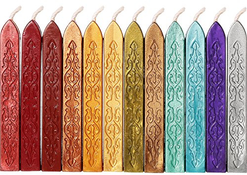 Bememo 12 Pieces Sealing Wax Sticks with Wicks Antique Fire Manuscript Sealing Wax for Seal Stamp(Christmas Color)